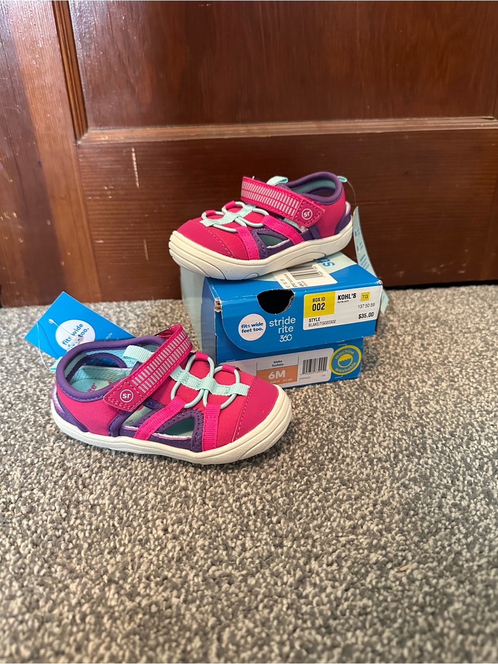 Stride Rite Pink and Aqua Active Toddler Sandals